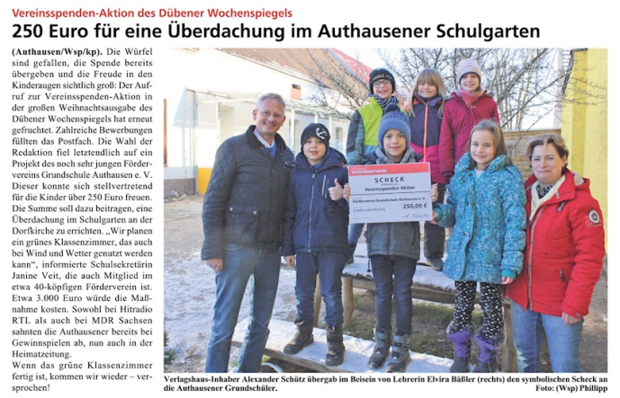 250 Euro für eine Überdachung im Authausener Schulgarten