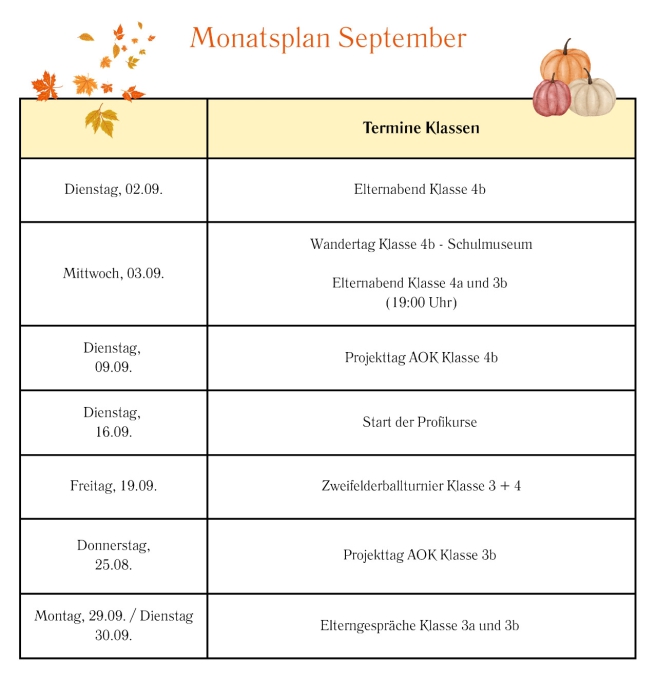 Monatsplan September 2025
